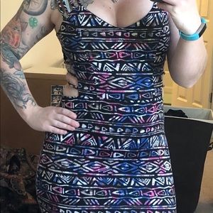 Body con dress with side cut outs